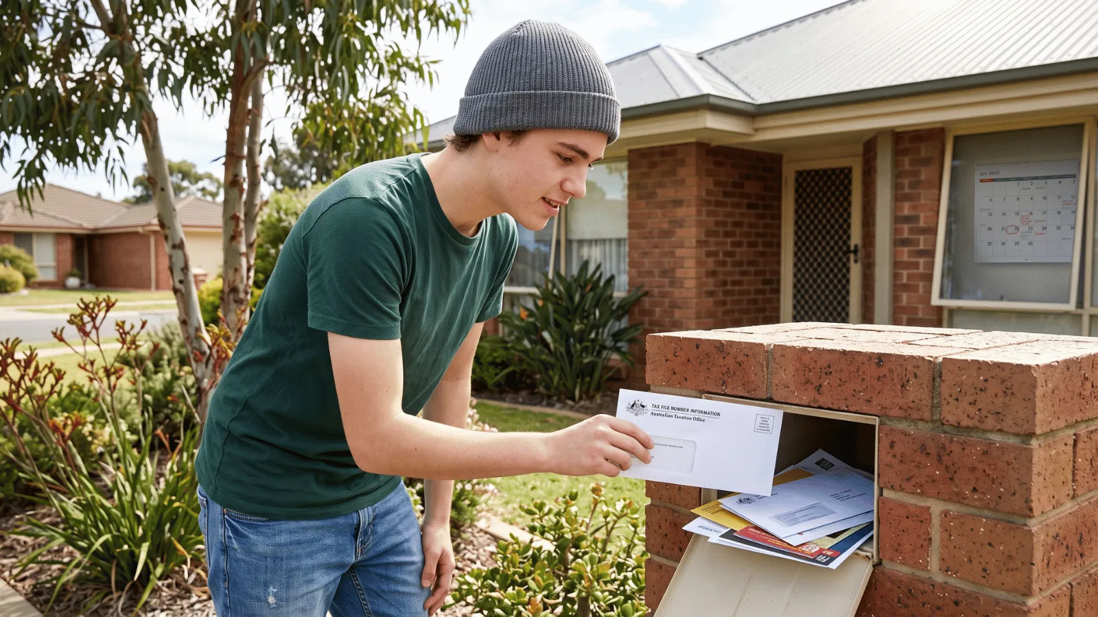 Young worker checking the mailbox for TFN letter at home